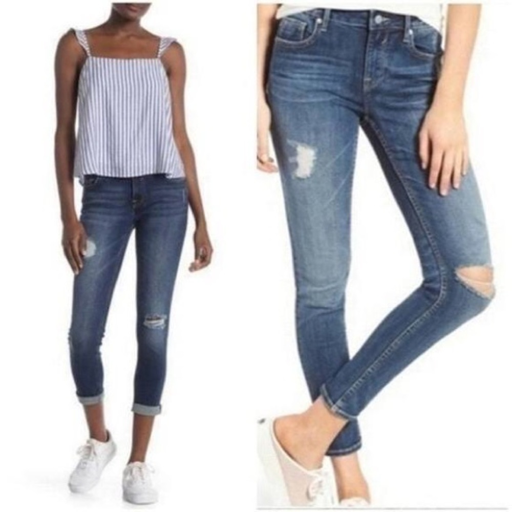 Vigoss Boyfriend Rolled Up Skinny Destructed Jeans